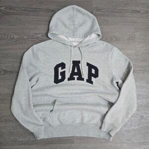 GAP Heritage Logo Hoodie Light Heather Gray Soft Pullover Sweatshirt Men's sz M
